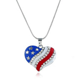 cubic zirconia & Silver-Plated Flag Heart Pendant Necklace - streetregion