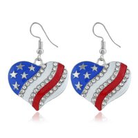 cubic zirconia & Silver-Plated Flag Heart Drop Earrings - streetregion