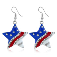 cubic zirconia & Silver-Plated Flag Star Drop Earrings - streetregion
