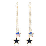 18k Gold-Plated American Flag Two-Star Drop Earrings - streetregion