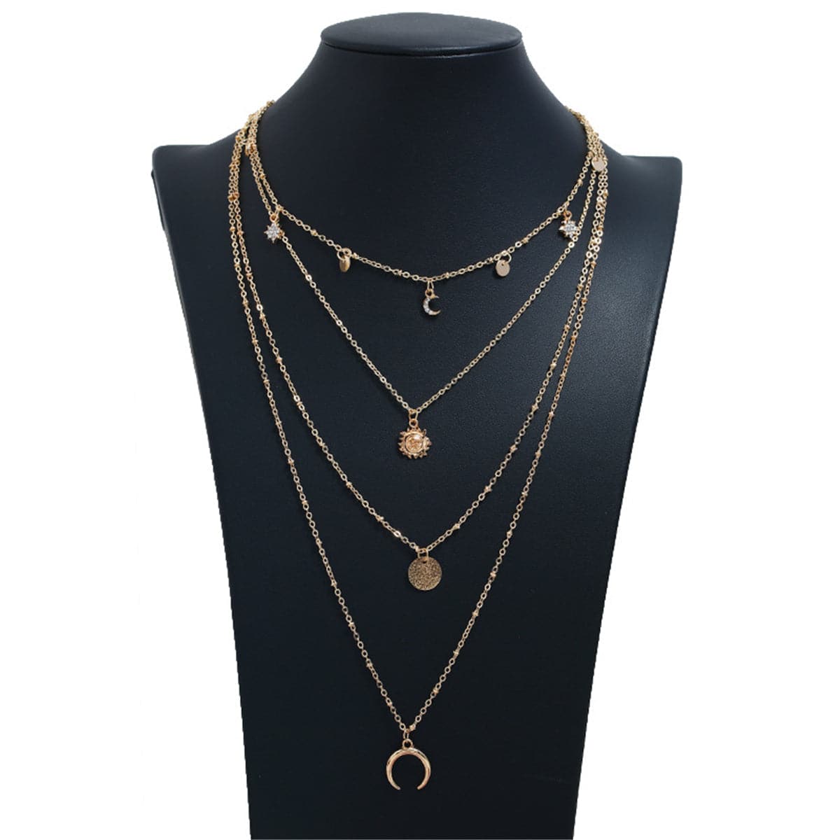 Cubic Zirconia & 18K Gold-Plated Celestial Layered Necklace