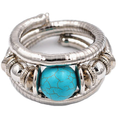 Turquoise & Silver-Plated Layered Bracelet