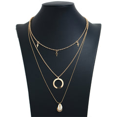 Shell & 18K Gold-Plated Cross Pendant Layered Necklace