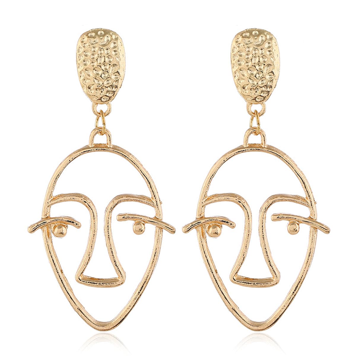 18k Gold-Plated Hollow Face Drop Earrings - streetregion