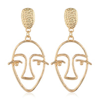 18k Gold-Plated Hollow Face Drop Earrings - streetregion