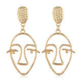 18k Gold-Plated Hollow Face Drop Earrings - streetregion