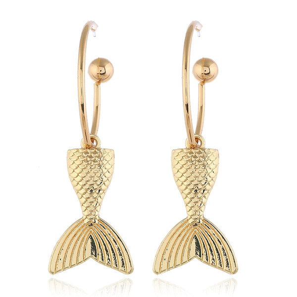 18k Gold-Plated Fishtail Drop Earrings - streetregion