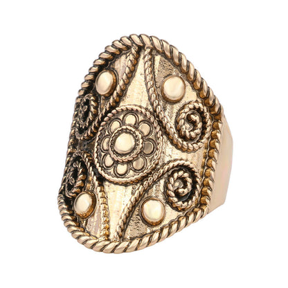 18K Gold-Plated Floral Ring, gold statement rings for women, elegant gift for her, front view