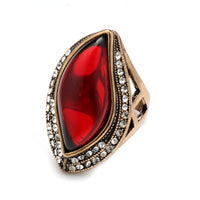 Red & 18k Gold-Plated Abstract Leaf Ring