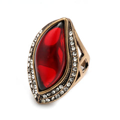 Red & 18K Gold-Plated Abstract Leaf Ring