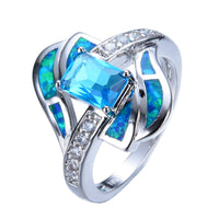 Blue Crystal & Opal Fine Silver-Plated Eternity Ring - streetregion