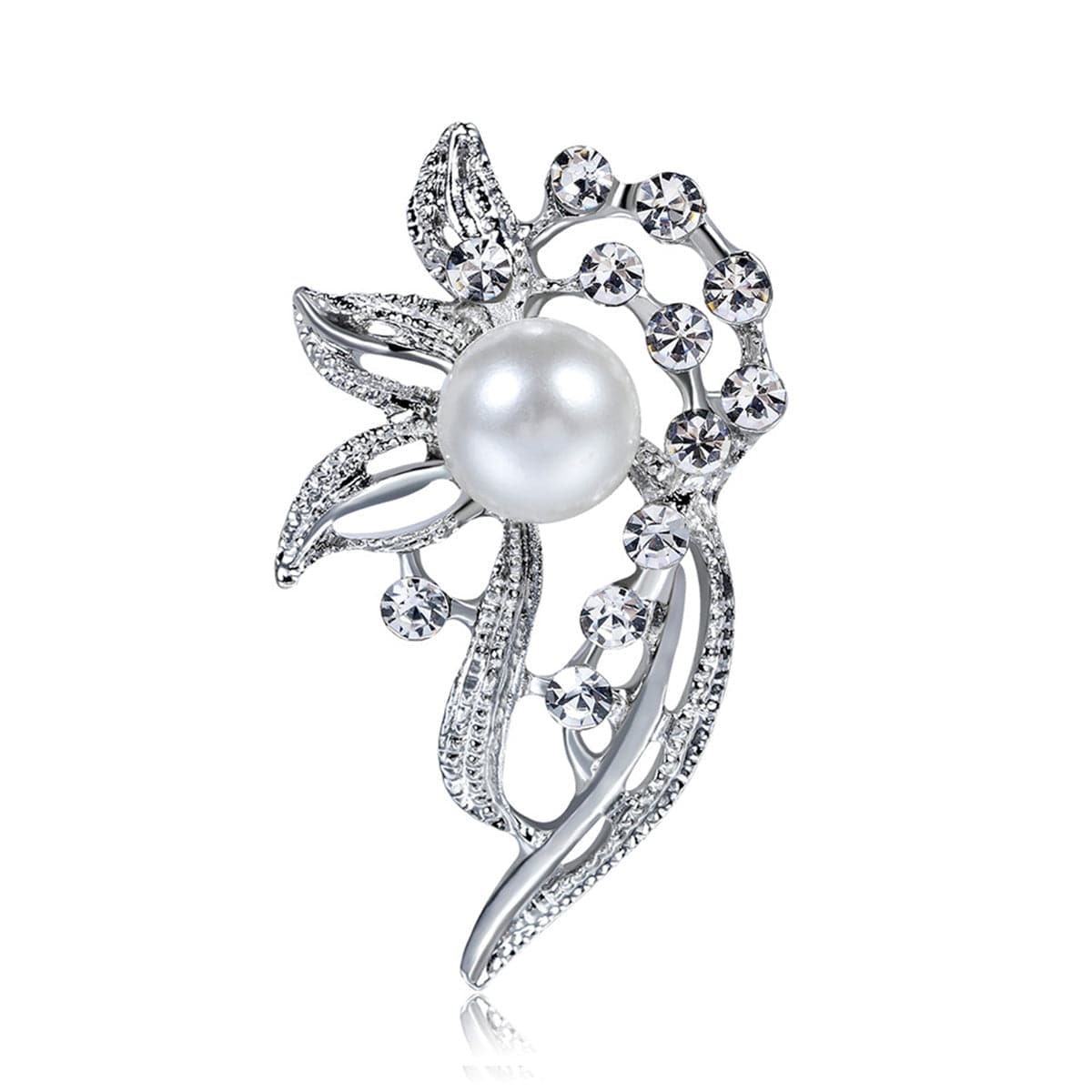Pearl & Cubic Zirconia Silver-Plated Botany Brooch