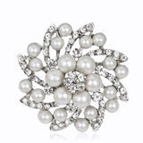 Imitation Pearl & Cubic Zirconia Floral Brooch