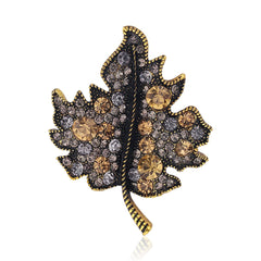 Cubic Zirconia & 18k Gold-Plated Maple Leaf Brooch