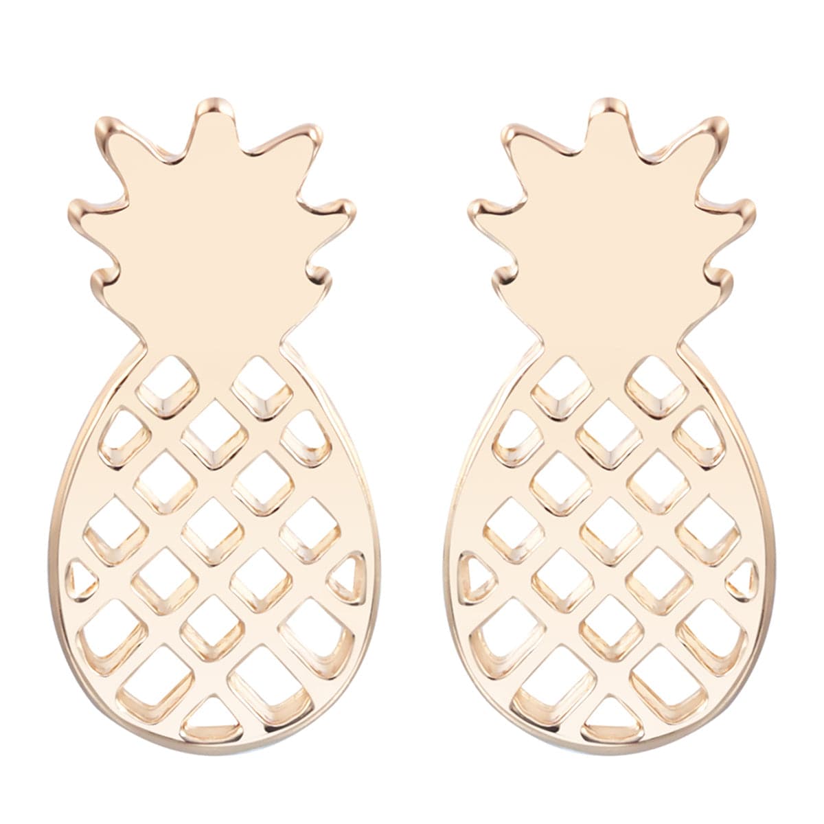 18K Gold-Plated Open Pineapple Stud Earrings