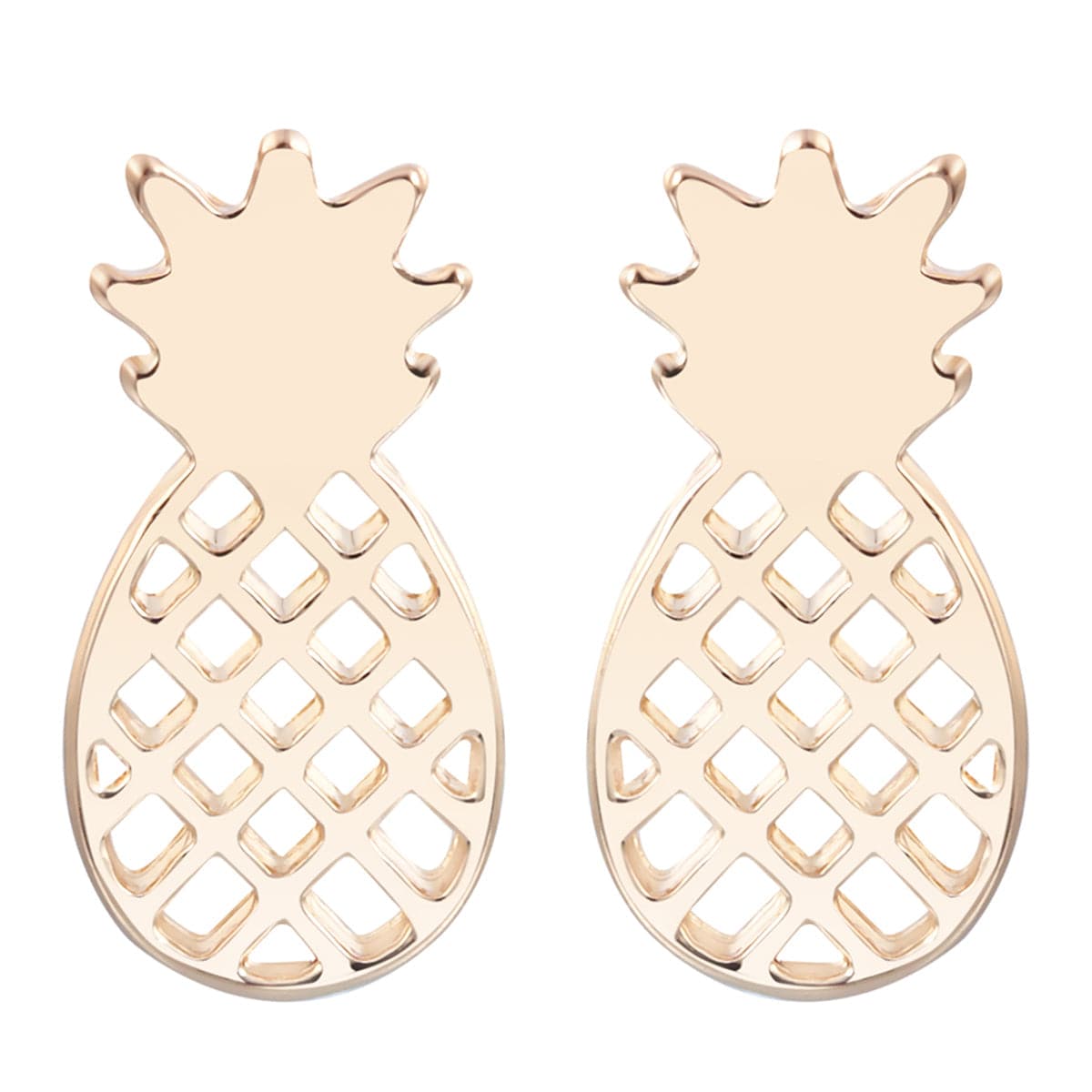 18K Gold-Plated Open Pineapple Stud Earrings