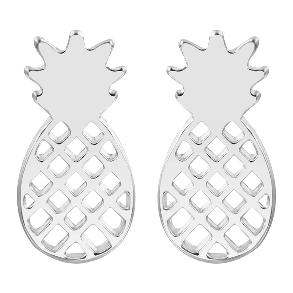 Silver-Plated Open Pineapple Stud Earrings