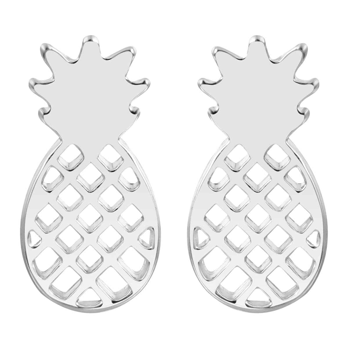 Silver-Plated Open Pineapple Stud Earrings