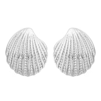 Silvertone Shell Stud Earrings
