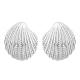 Silvertone Shell Stud Earrings