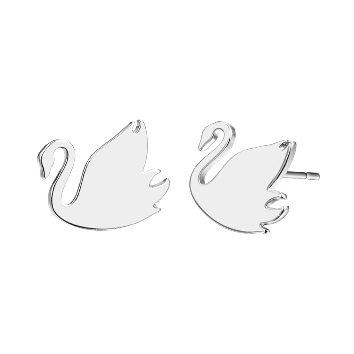 Silver-Plated Swan Stud Earrings