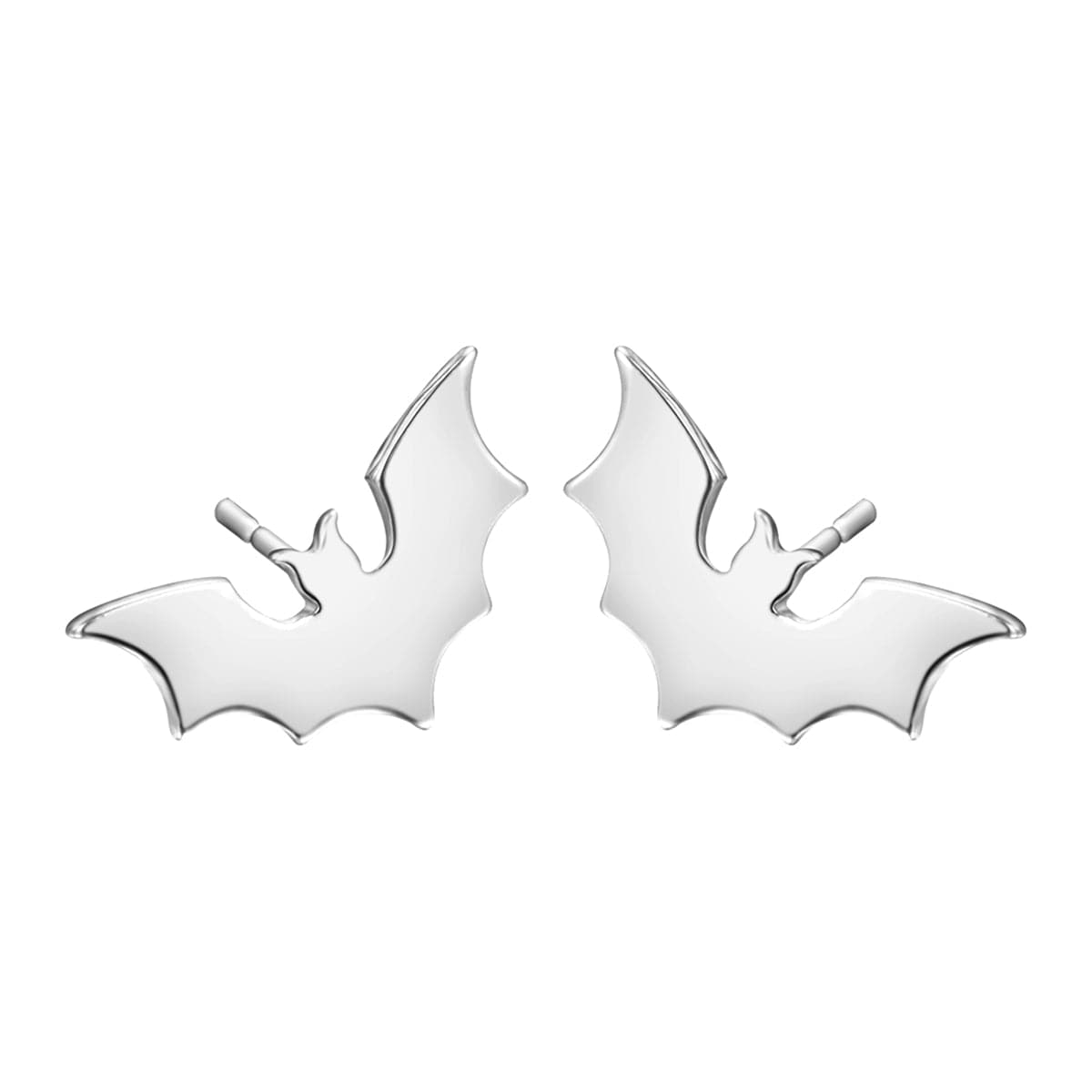 Silver-Plated Bat Stud Earrings