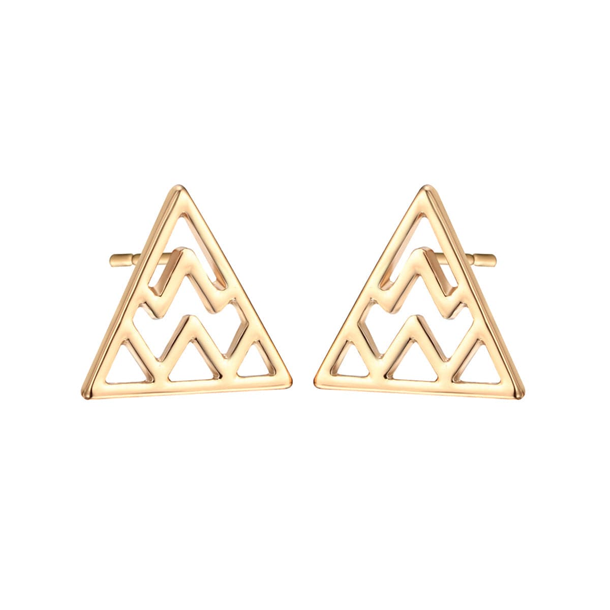 18K Gold-Plated Open Chevron Triangle Stud Earrings