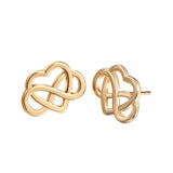 Gold-Plated Open Infinity Symbol & Heart Stud Earrings