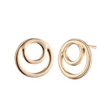 Gold-Plated Open Layered Circles Stud Earrings