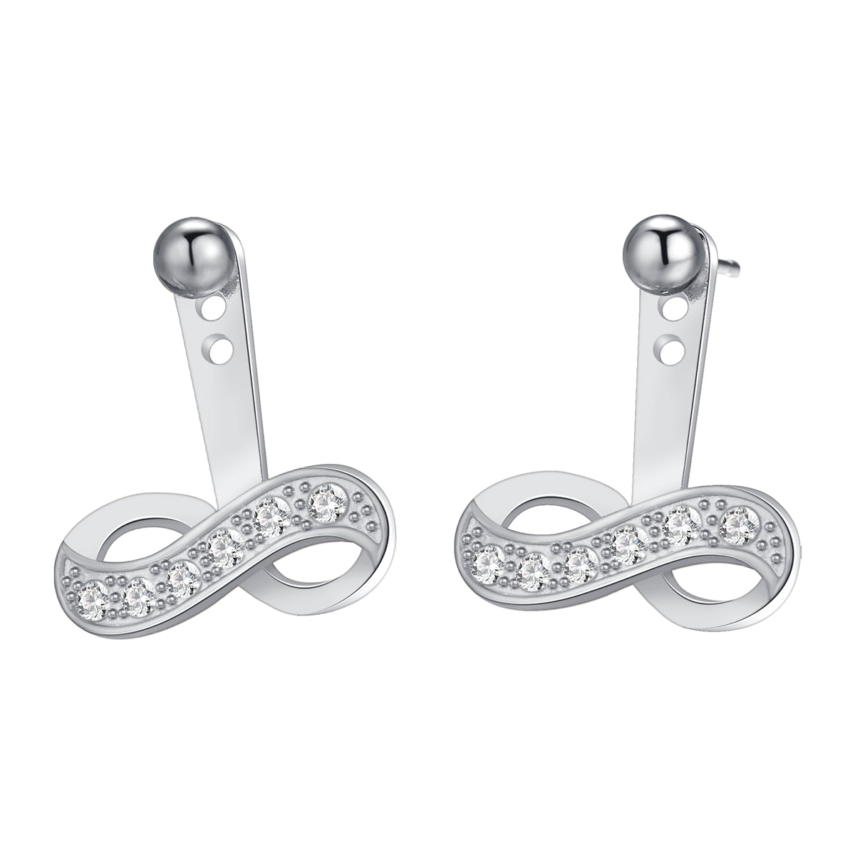 Cubic Zirconia & Silver-Plated Infinity Ear Jackets