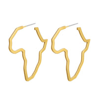 18K Gold-Plated Open Africa Map Hoop Earrings