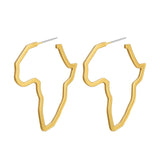 18K Gold-Plated Open Africa Map Hoop Earrings
