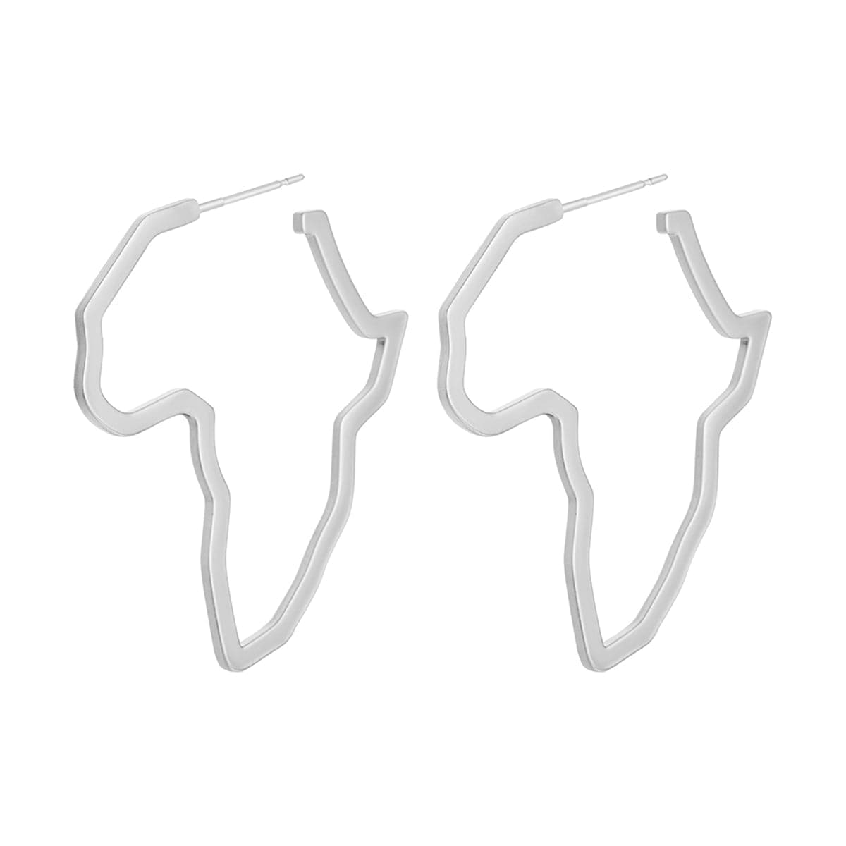Silver-Plated Open Africa Map Hoop Earrings