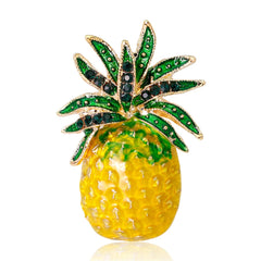 Yellow Cubic Zirconia & 18K Gold-Plated Pineapple Brooch