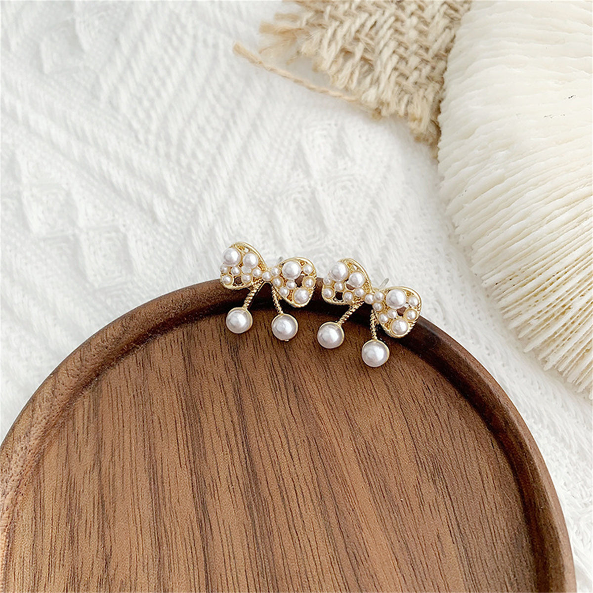 Pearl & 18K Gold-Plated Bow Stud Earrings