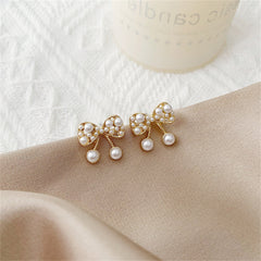 Pearl & 18K Gold-Plated Bow Stud Earrings