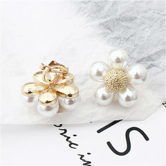 Pearl & 18K Gold-Plated Flower Stud Earrings