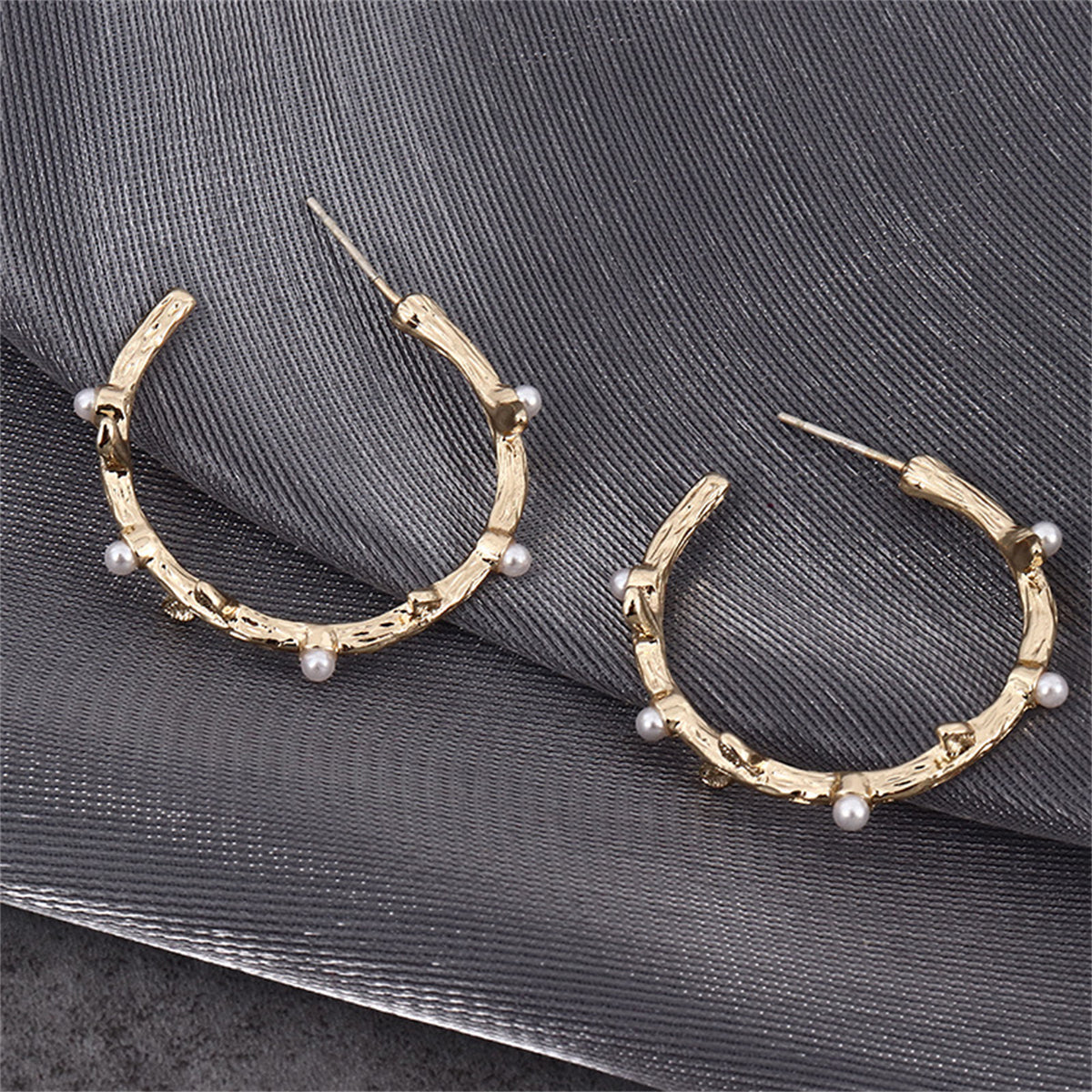 Pearl & 18K Gold-Plated Branch Hoop Earrings
