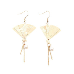 Pearl & 18K Gold-Plated Fan Drop Earrings