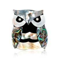 Abalone Shell & Silver-Plated Owl Brooch