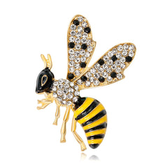 Cubic Zirconia & 18K Gold-Plated Bee Brooch