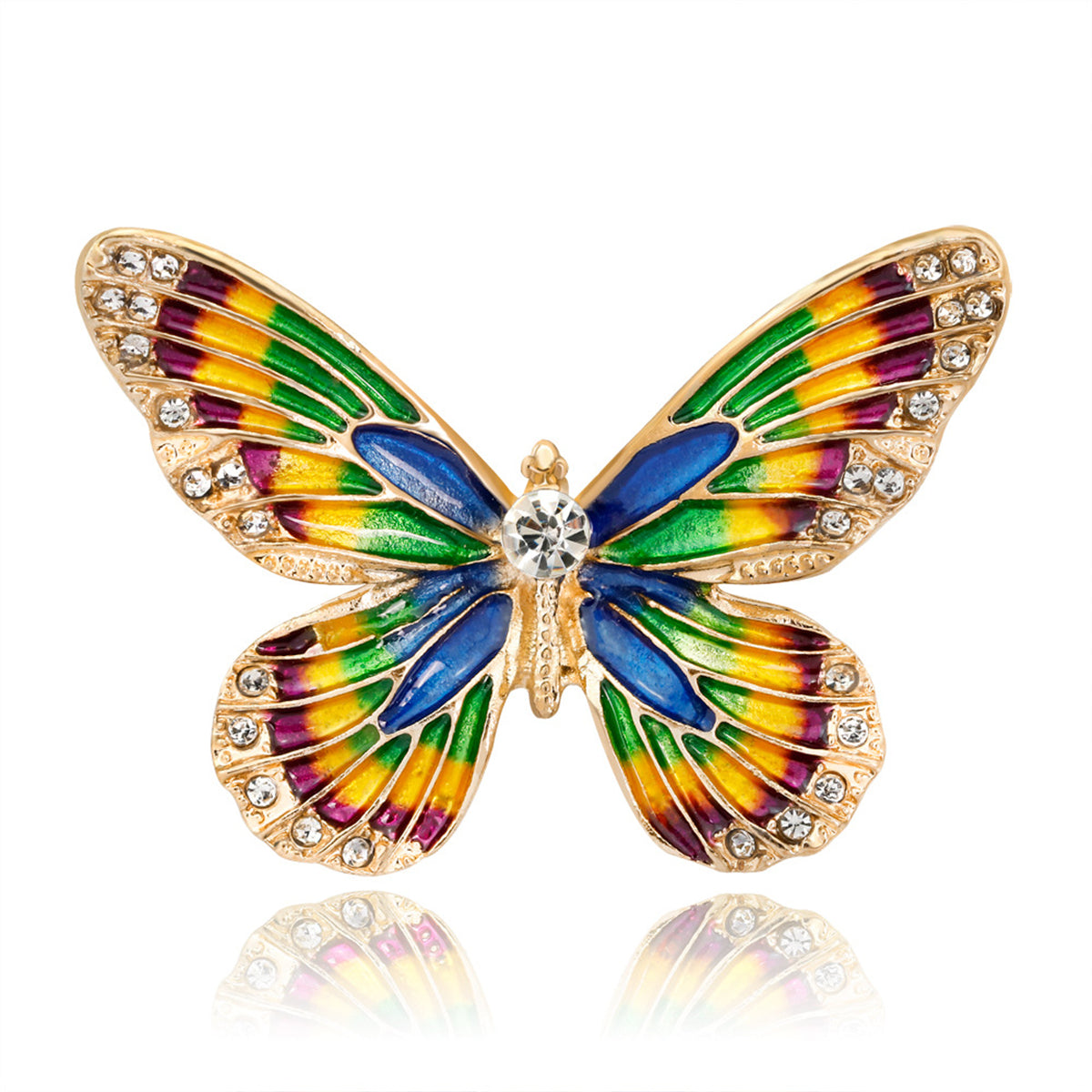 Multicolor Cubic Zirconia Butterfly Brooch, brooch pin, elegant gift for her, detail close-up
