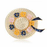 Enamel & 18k Gold-Plated Floral Sunhat Brooch