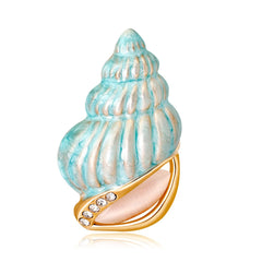Cubic Zirconia & 18K Gold-Plated Conch Brooch