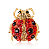 Black Cubic Zirconia & 18k Gold-Plated Ladybug Brooch