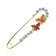 Cubic Zirconia & Enamel 18K Gold-Plated Butterfly Pin Brooch