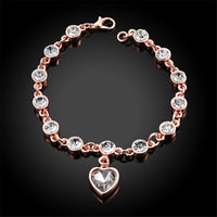 Crystal & Rose Goldtone Heart Charm Bracelet - streetregion
