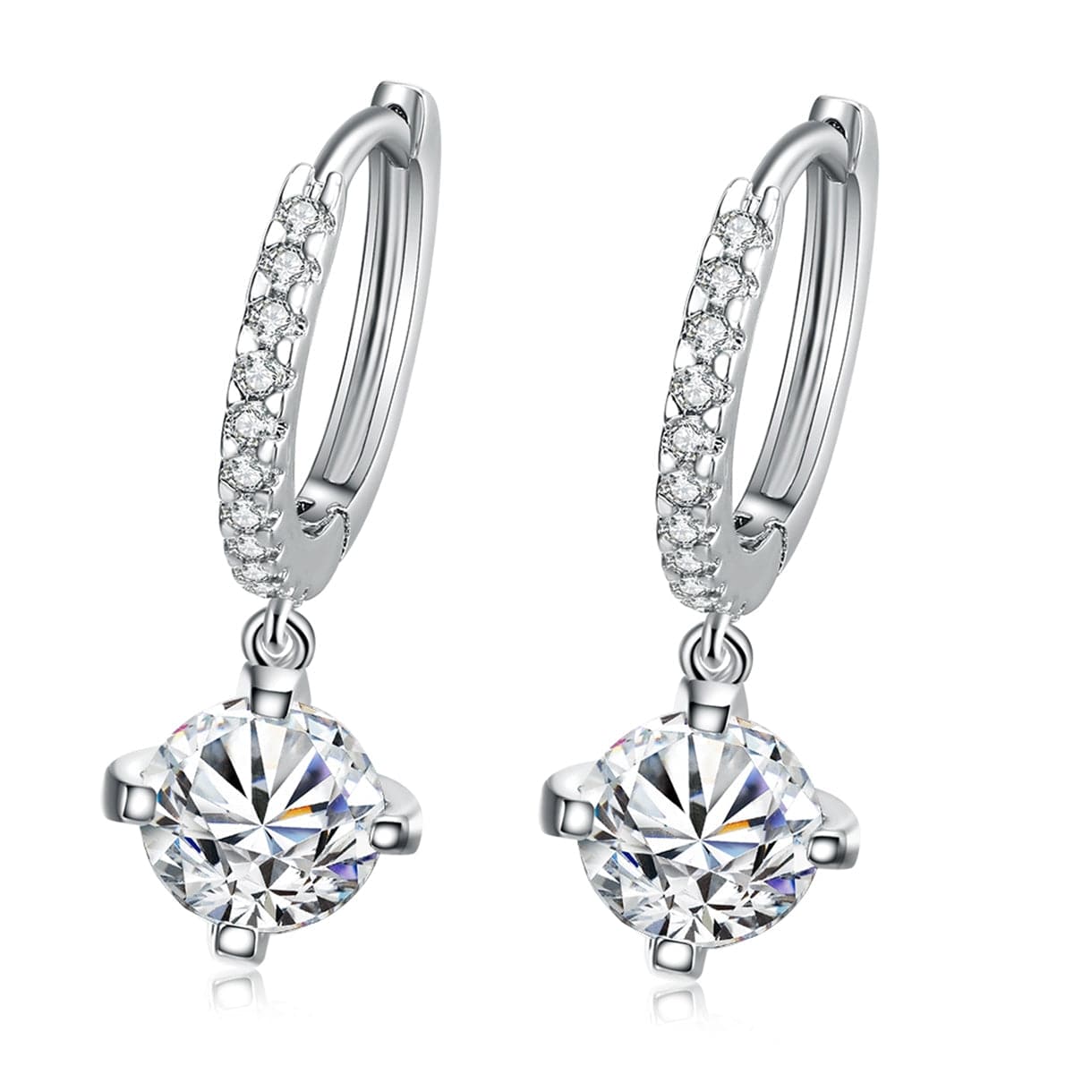 Cubic Zirconia & Silver-Plated Huggie Earrings - Street Region