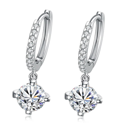 Cubic Zirconia & Silver-Plated Huggie Earrings - Street Region