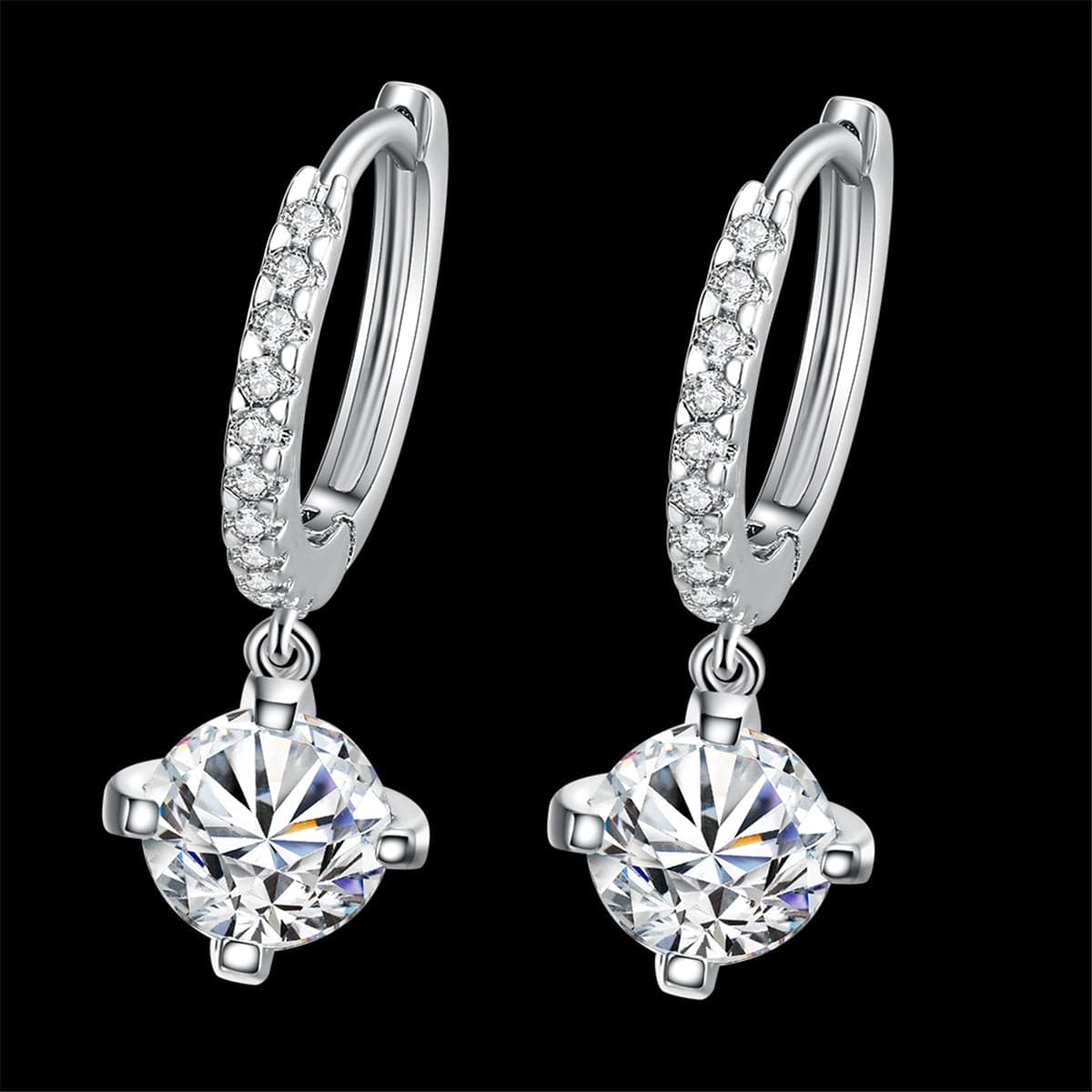 Cubic Zirconia & Silver-Plated Huggie Earrings - streetregion